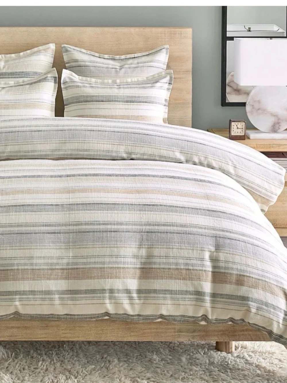 Pottery Barn Clayton Striped Duvet Cover & Matching Shams - Picture 1 of 10